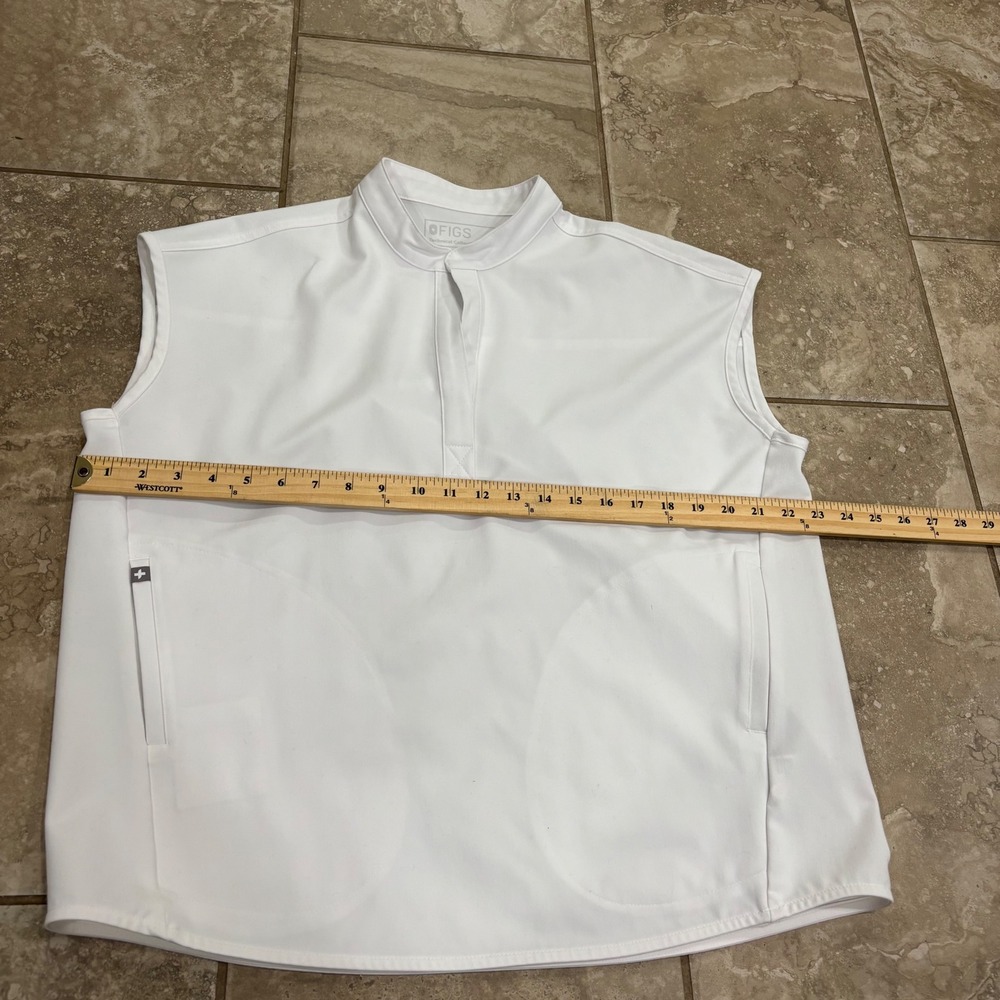 FIGS White Technical Collection Sleeveless Mandarin Collar Scrub Top S W22SW1041 - Picture 10 of 10